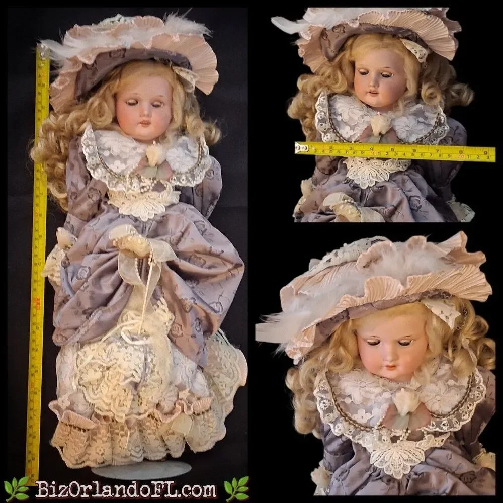 VINTAGE: Armand Mersaille 370 Lavender Victorian Style Porcelain Doll Germany